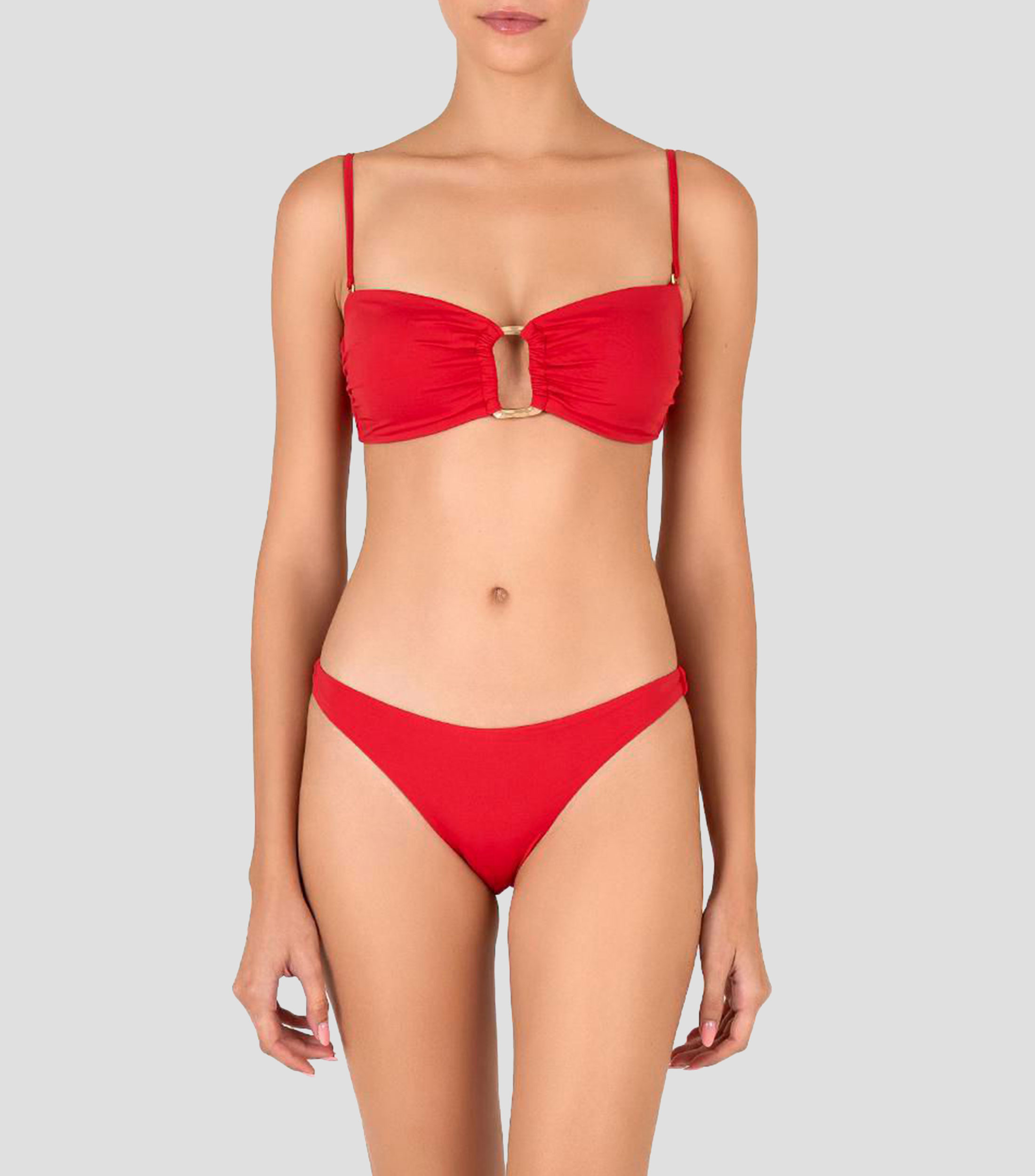Bikini top con hebilla liso Mujer